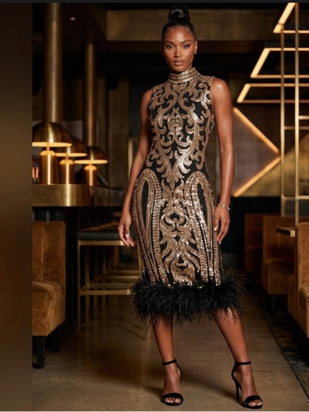 Gold and Black Prom Dress